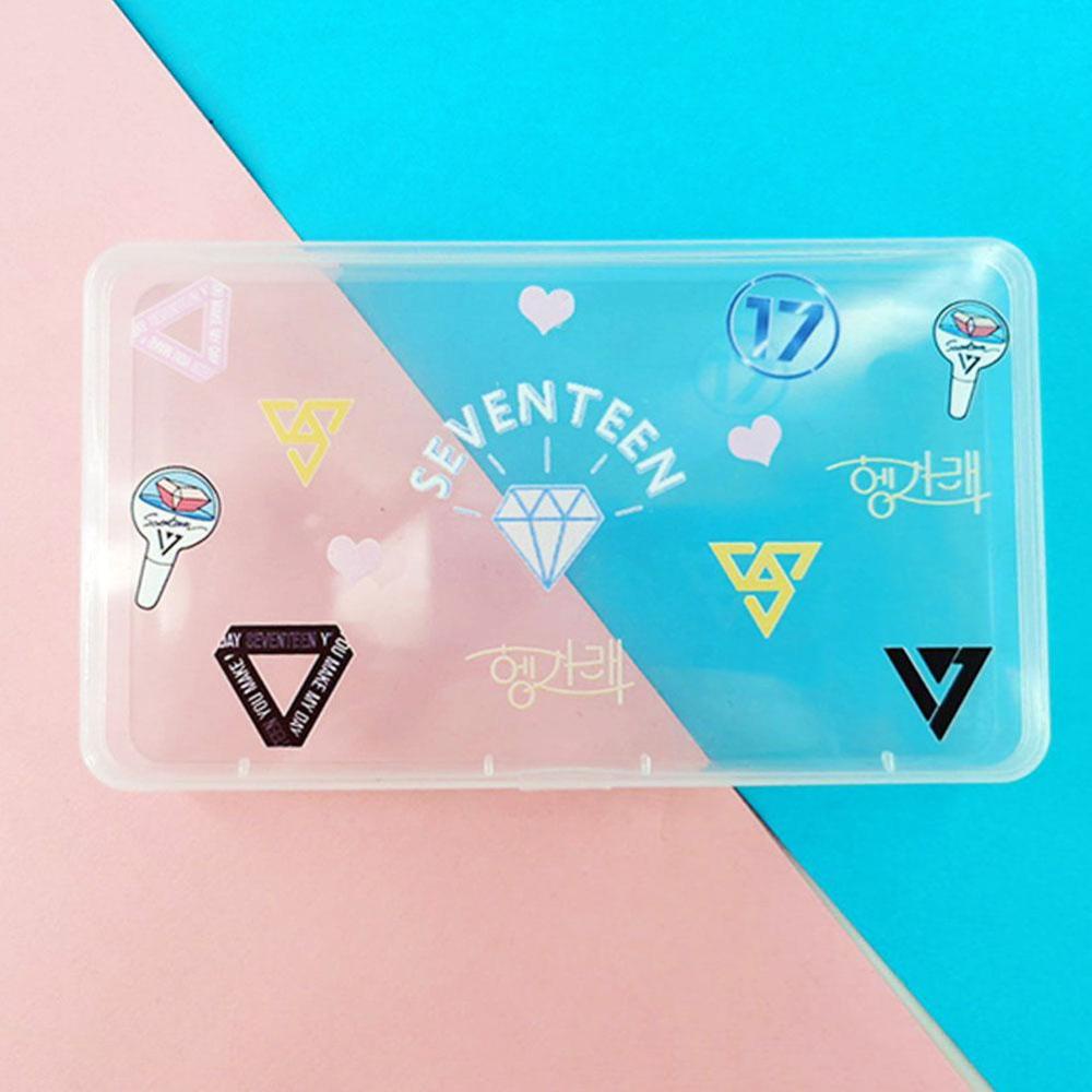 Timekey Kotak Penyimpanan Masker Wajah Transparan Portable Desain BTS / BlackPink / NCT / EXO / Seventen I5N3