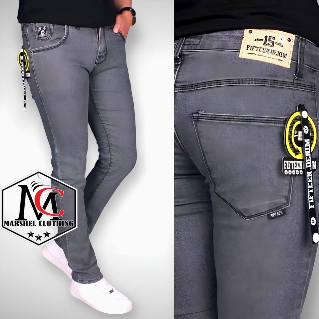 RCL - ORI FIFTYONE DENIM - Celana panjang pria denim - skiny hitam Naomi pensil strech melar model Casual slim fit