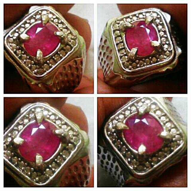 Bisa COD Cincin Natural Ruby Burma Batu Mirah Asli Alam Ada Safir Jamrud Apatite Aquamarine Beryl Ca
