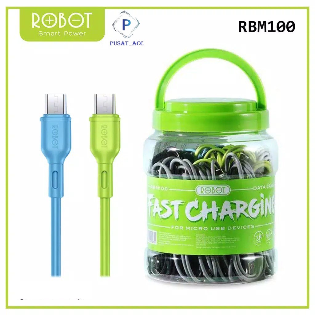 Kabel Charger Robot RBM100 Candy Satuan Micro USB Fast Charging