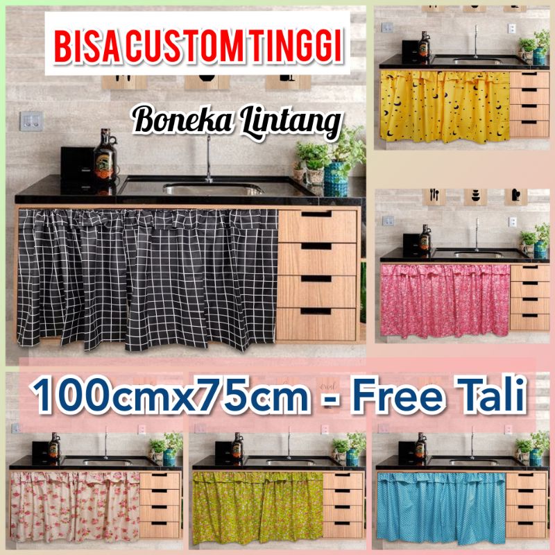 Gorden Kolong  Dapur Minimalis- Korden Kolong Dapur - Tirai Kolong Dapur - penutup kolong dapur mini