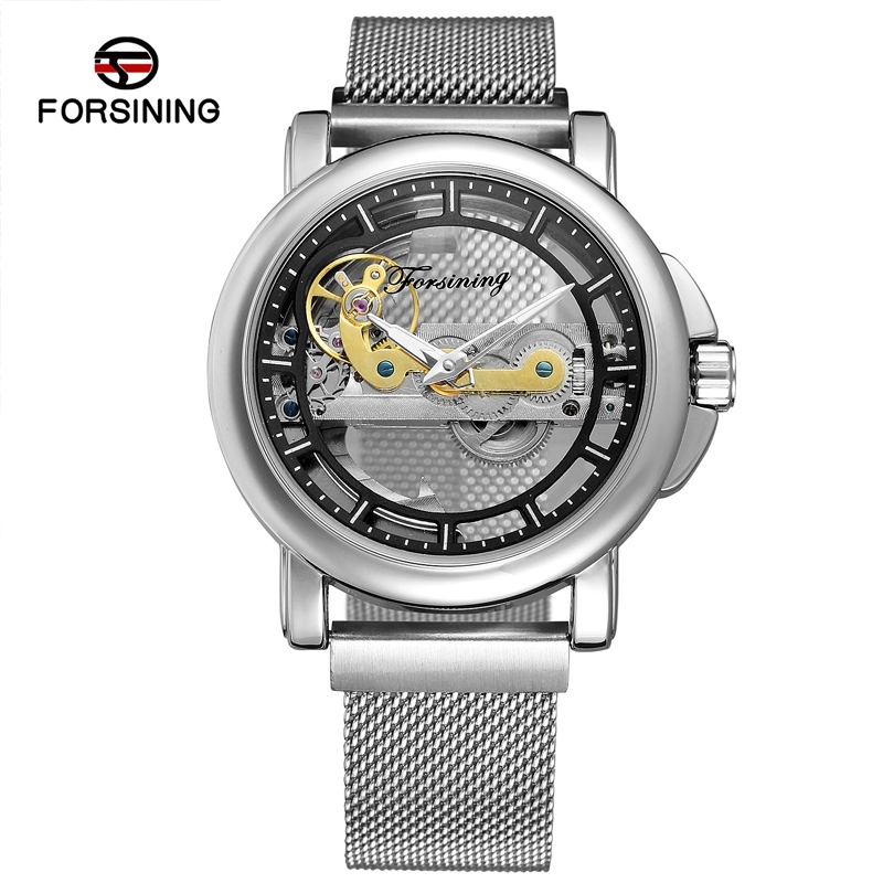 

Forsining Men'S Watch Stainless Steel Deluxe Transparent Mechanical Watch Casual Sports Watch