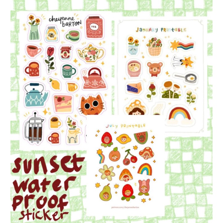 

SUNSET WARM VINTAGE CUTE LUCU WATERPROOF AESTHETIC STICKER ISI 3 LEMBAR 50 BUAH AESTHETIC ESTETIK KOREAN JAPANESE FOR LAPTOP HP JOURNAL