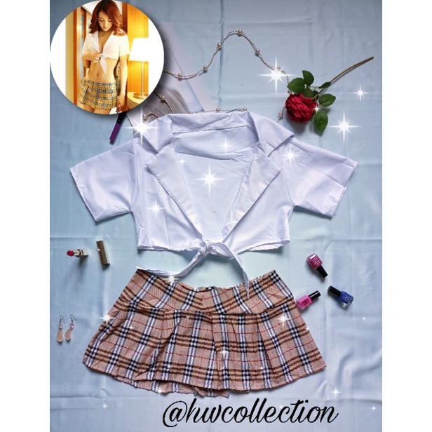 HW Collection Lingerie Cosplay Sexy Student Square Mini Skirt HWC018