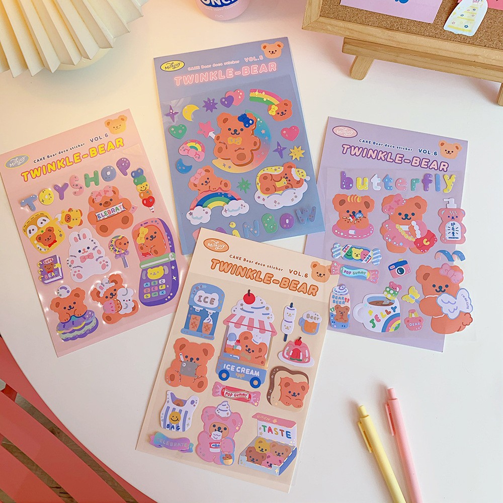 

1 lembar Sticker Twinkle Bear Gaya Korea untuk Dekorasi Handphone Laptop DIY