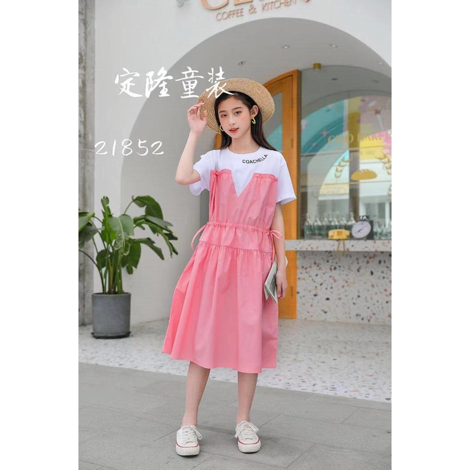 Dress Anak Perempuan Coachella Import Premium Korea Style Anak Tanggung Umur 9-13 Tahun
