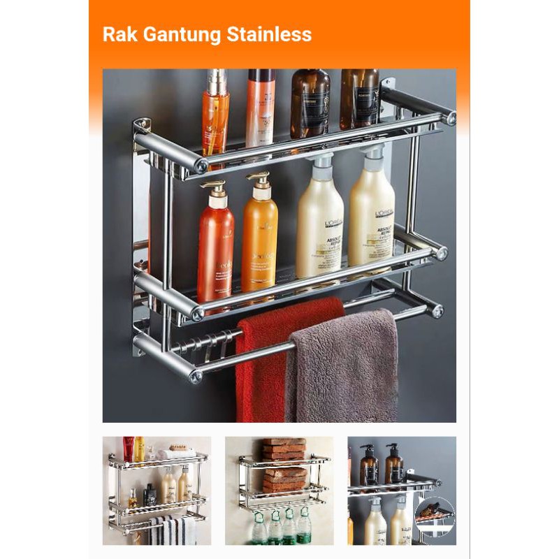 Rak gantung Stainles kamar mandi murah dekorasi kamar mandi modern kekinian mewah dekorasi dinding