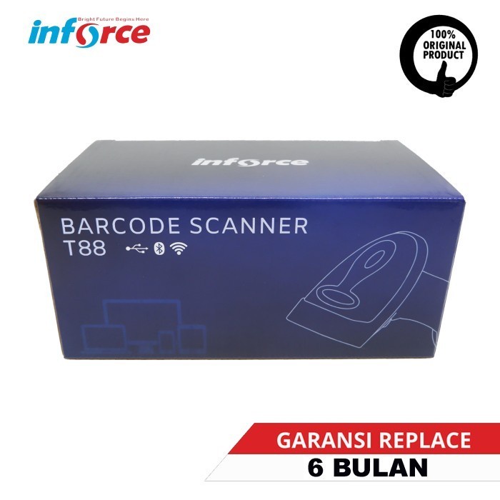 SCANNER BARCODE INFORCE T88 / T 88 1D WIRELESS BLUETOOTH USB  GARANSI RESMI