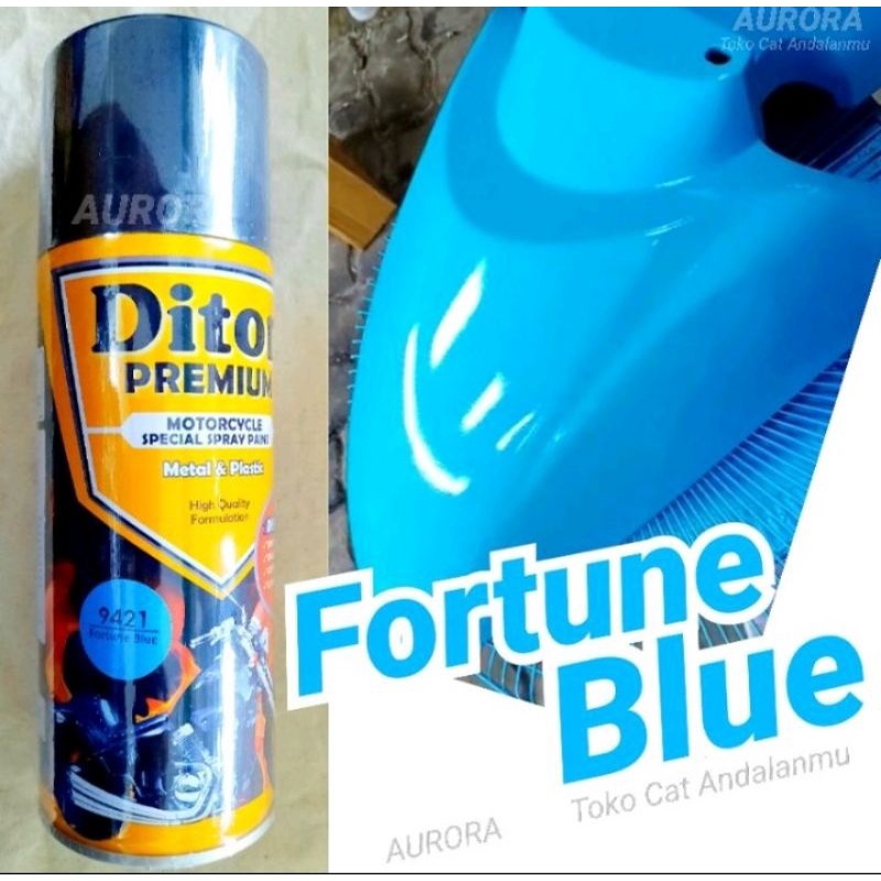 Cat Biru Diton Premium Fortune Blue 9421 Fortun blu biru cerah Solid