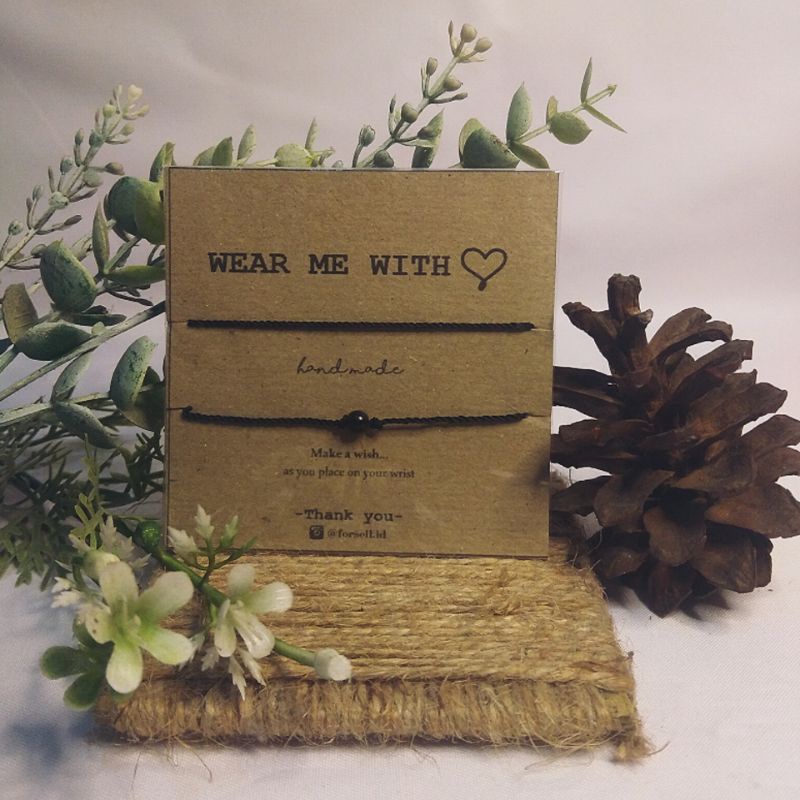 2pcs Gelang Tali Tipis 1mm / Gelang Tali Hitam / Gelang Manik Hitam / Gelqng Tali Hitam Tipis