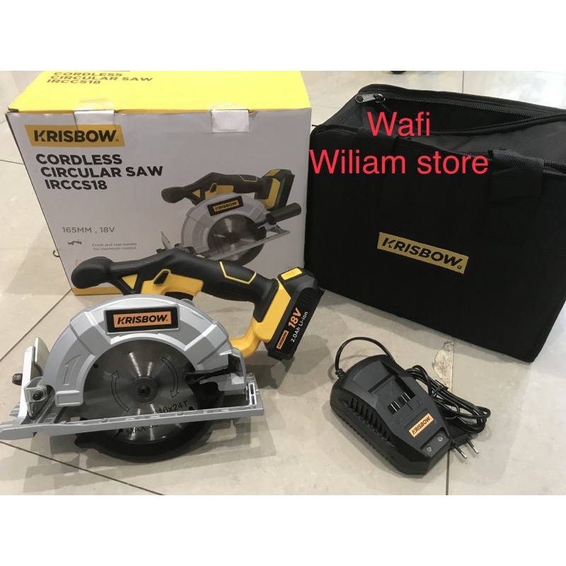 CORDLESS CIRCULAR SAW 18 VOLT KRISBOW tanpa kabel /Krisbow gergaji potong kayu