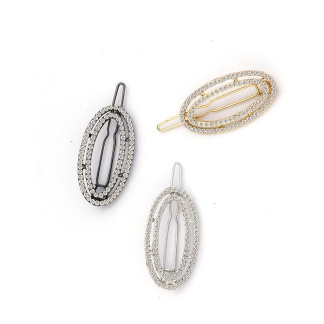 LRC Jepit Rambut Fashion Alloy Diamond Oval Hair Clip F42576