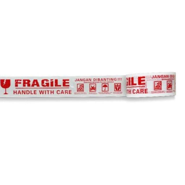 

♠ Lakban FRAGILE import super lengket 2 Inch 85 Yard sooku - Putih ❆