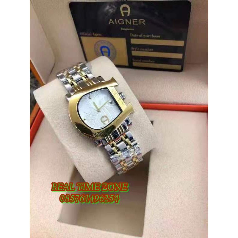 Jam Tangan Grosir Aigner Lady Combi Plat Putih Big Watch Terlaris Leather Garansi 1th