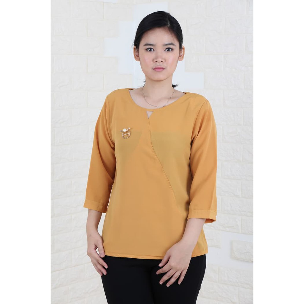 ATASAN BLUS BROSS IMPORT/KAOS HIJAB/GROSIR BLUS JUMBO/KAOS IBU MUSLIM - Emas