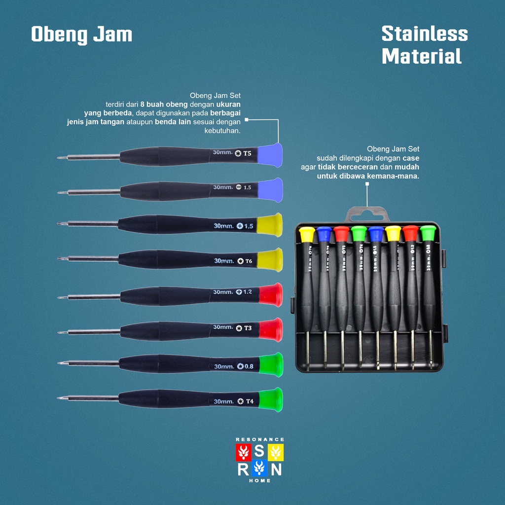 Obeng Set 8 in 1 / Obeng Set Multifungsi / Clock Screwdriver Resonance Home