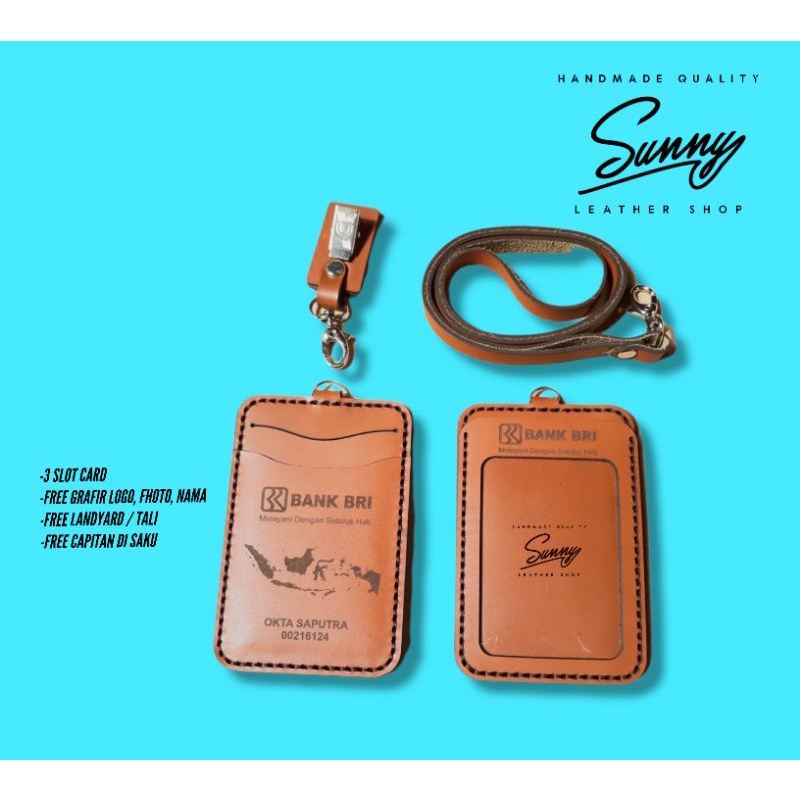 

Gantungan id card holder custom kulit asli