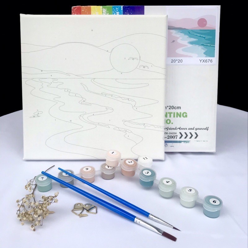 

YUH With Frame / Paint by Number / DIY Canvas Acrylic Paint / Painting kit / Deco Colouring art
