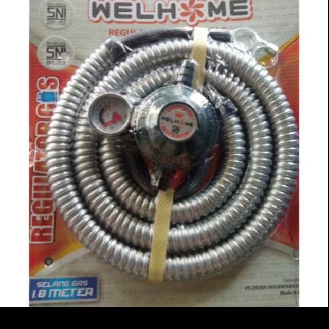 Selang Gas Paket + Regulator Meter 1,8m WG-118S  Welhome