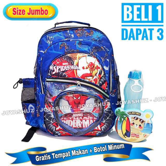 Joyashuz - Tas Sekolah Anak Karakter Robot Tobot - Ransel Anak SD Gratis Botol - Tas Anak Laki Laki