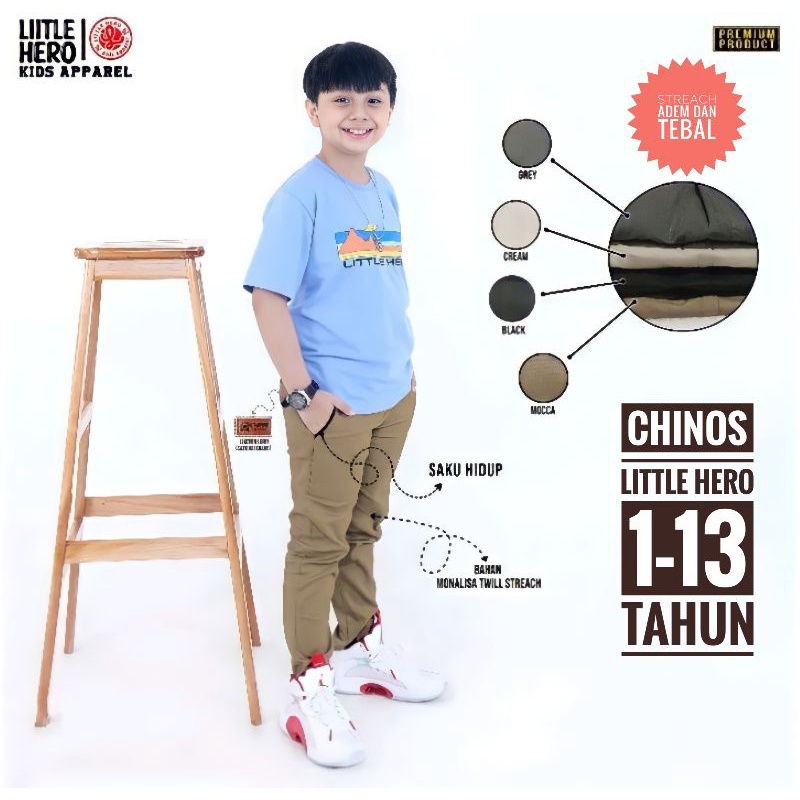 Celana Chino Chinos Panjang Anak Laki Laki Cowok Kids Junior Jumbo Tanggung Remaja Little Hero Usia 1 2 3 4 5 6 7 8 9 10 11 12 13 Tahun