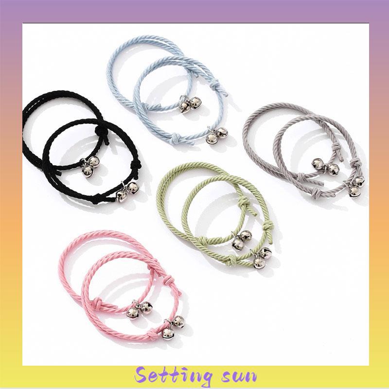 2 PC Korea Wanita Lonceng Adjustable Gelang Pasangan Pacar Hadiah Ulang Tahun TN