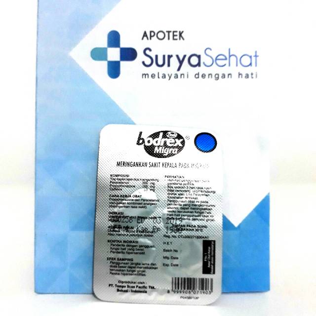 Bodrex Migra Strip isi 4 tablet atau Bodrex Extra isi 4 tablet