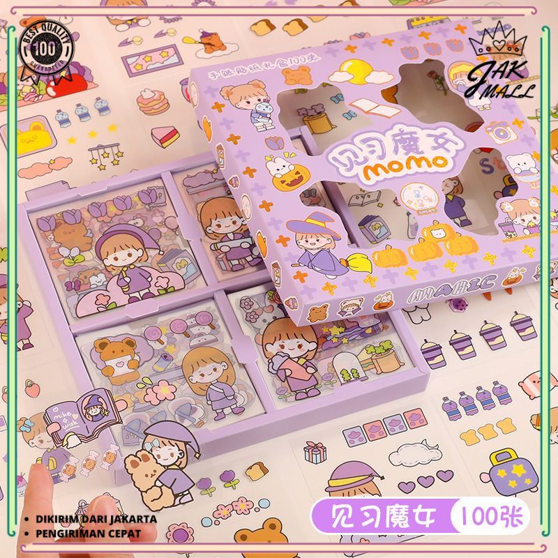 

READY - 100 Lembar Stiker Motif Kartun Korea Lucu Anti Air Dekorasi Handbook Scrapbook DIY JM