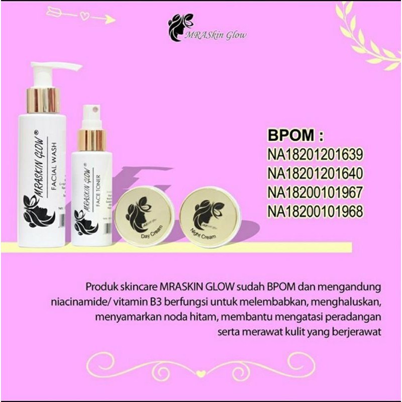 Paket Cream Pemutih Wajah Permanen Aman Cepat by MRASKIN GLOW / MRA SKIN GLOW / BISA ECER ORI 100%