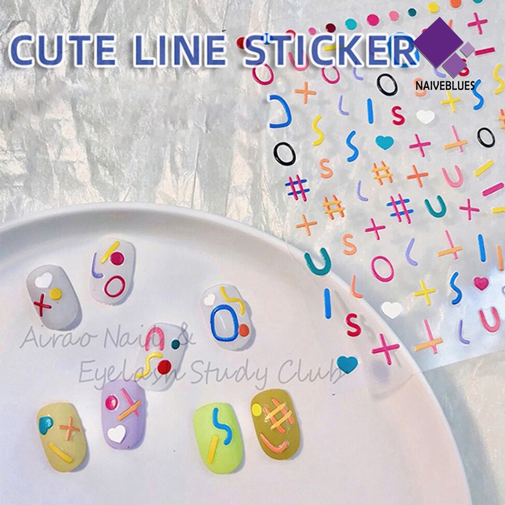 Naiveblue &gt; Stiker Kuku Motif Huruf Warna-Warni Untuk Wanita