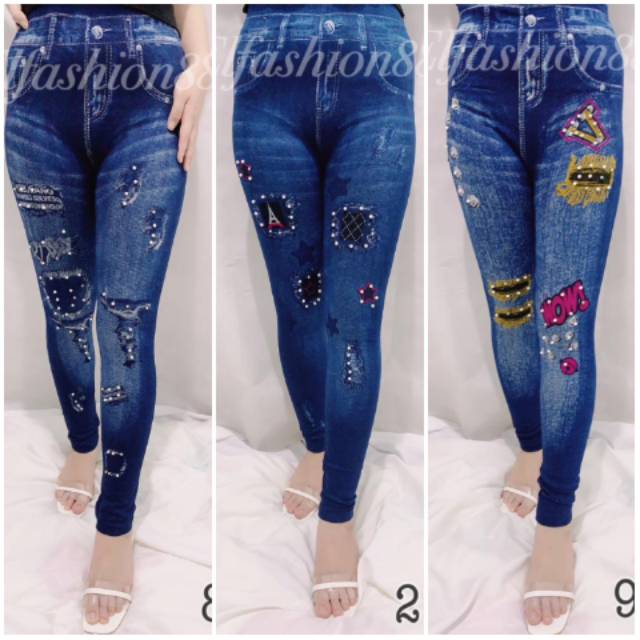 Elfashion Premium Legging Jeans Tebal Mutiara