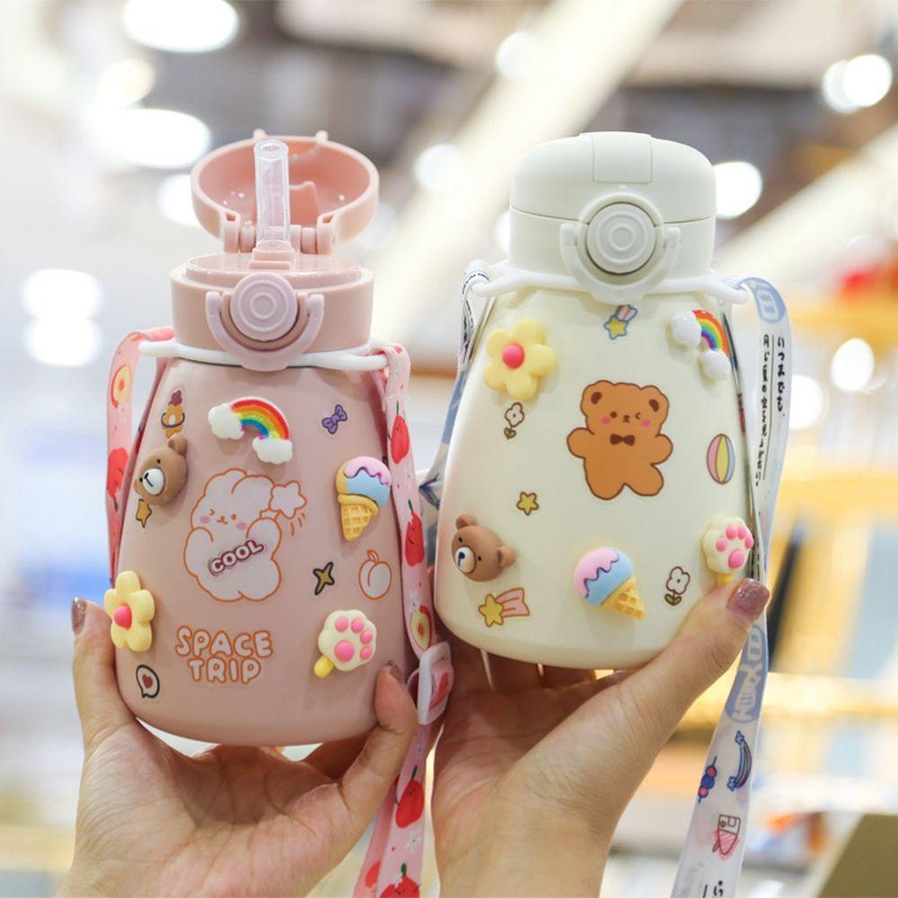 [Elegan] Termos Mug Kawaii Kopi Teh Portable Stainless Steel Insulated Cup Untuk Anak Perempuan Anak Thermos Flask