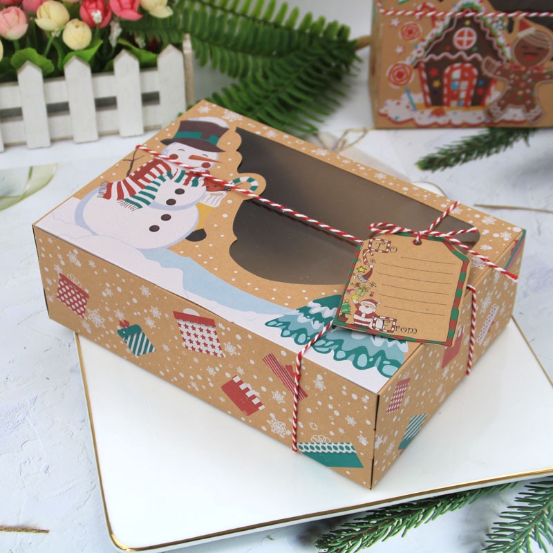 3 / 6 / 12pcs / Pak Kotak Permen Bahan Kertas Kraft Gaya Eropa Untuk Hadiah Natal