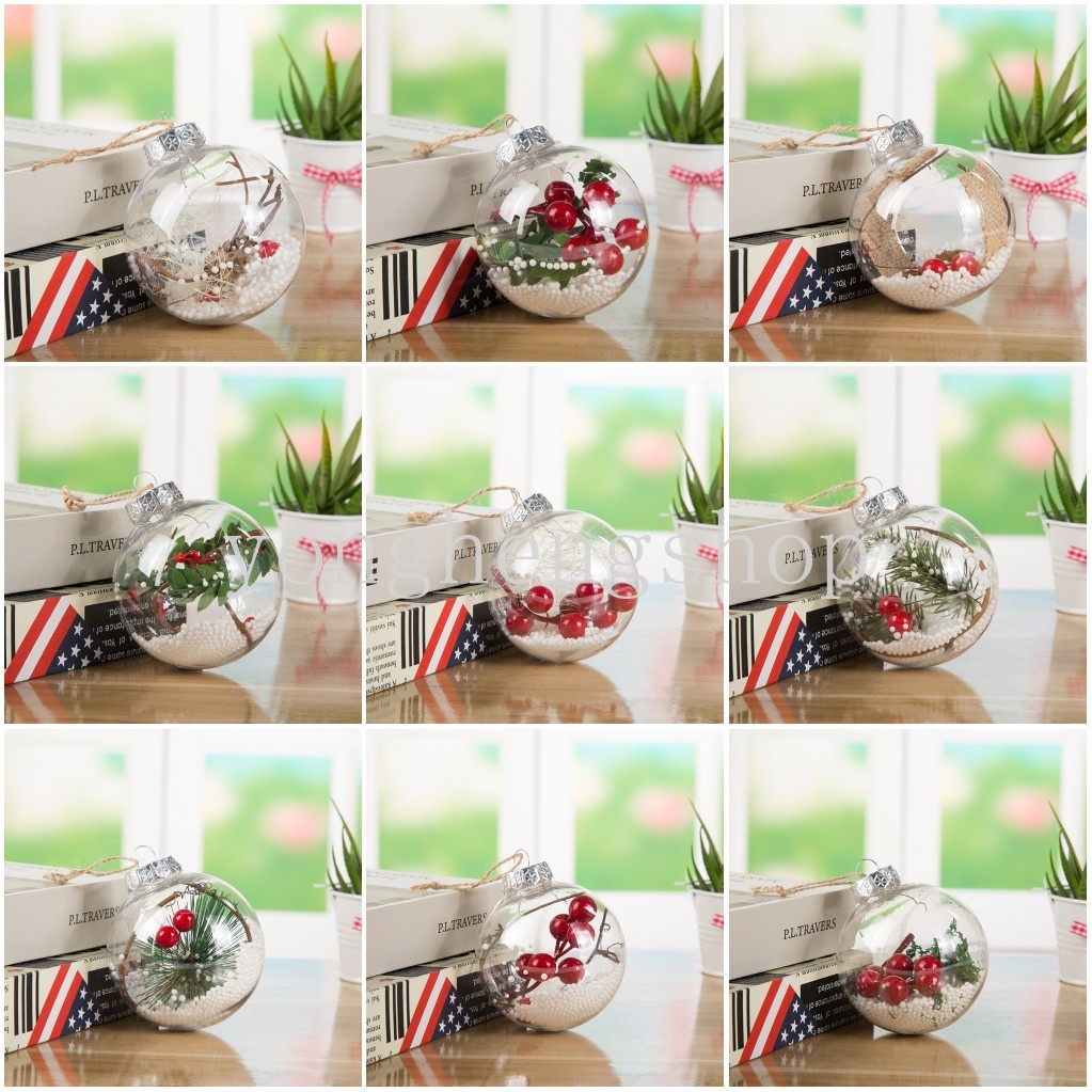Ornamen Liontin Bola Salju Transparan Ukuran 8cm Untuk Dekorasi Pohon Natal