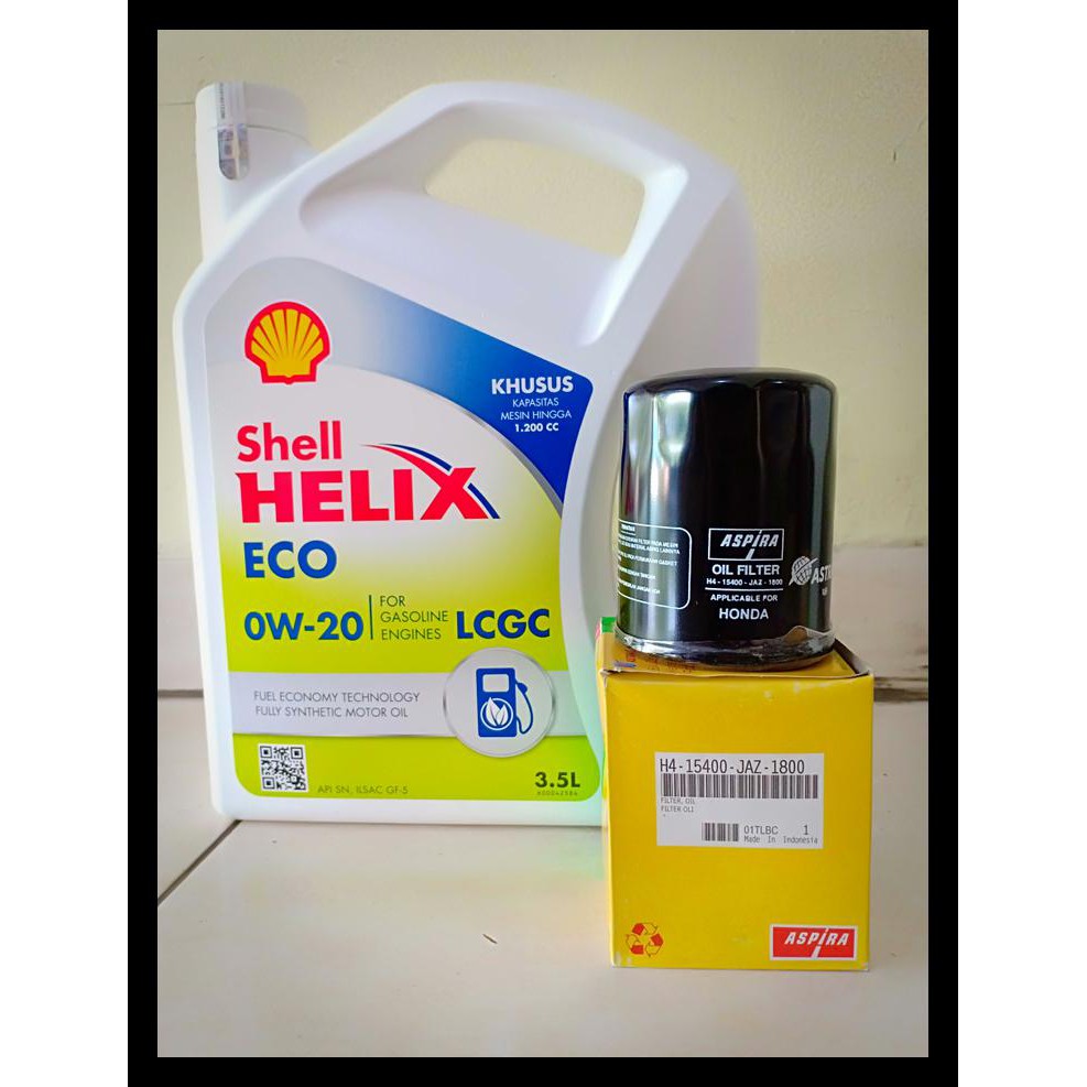 Paket Oli Shell Helix Eco 0W-20 + Filter Oli Honda Brio Satya TERUJI