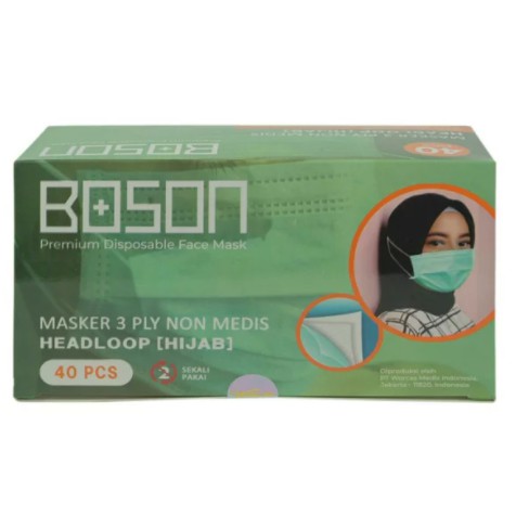 BOSON Masker Hijab Headloop 3 Ply Isi 40 Pcs