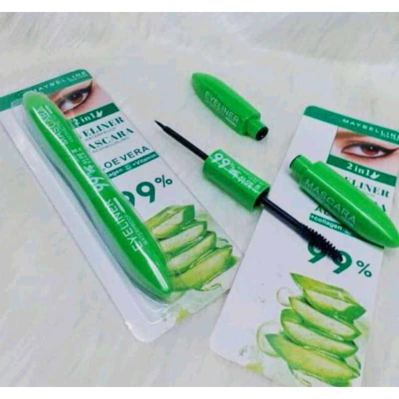 Maskara eyeliner maybelline,revlon,aloevera 99% 2in1