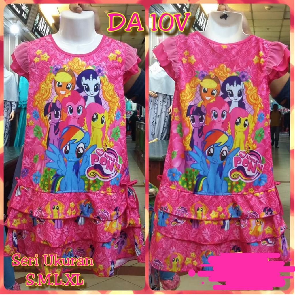Dress anak perempuan daster casual baju tidur babydoll pakaian rok karakter little pony DA10V