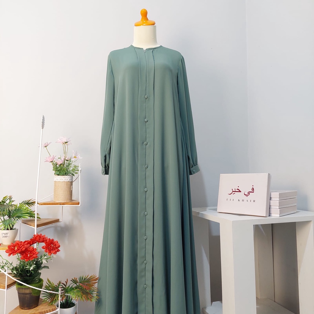 Size S Kamilah Abaya Bahan Soft Lexus Warna Cactus