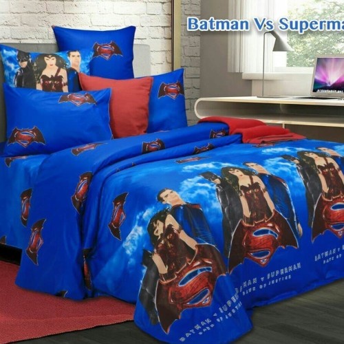 Kain Sprei Meteran Katun CVC Motif BATMAN VS SUPERMAN