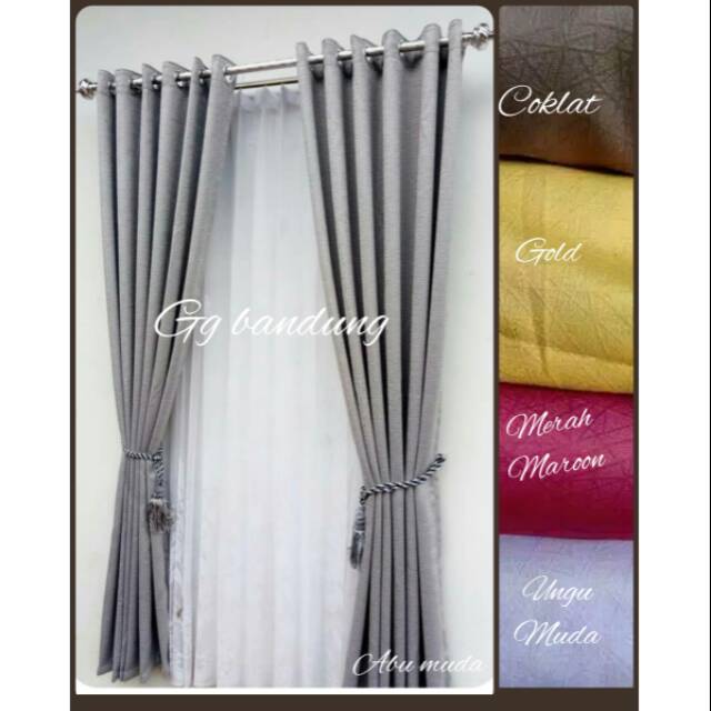 Gorden blackout polos / abu muda, merah maroon, gold, coklat dan ungu muda