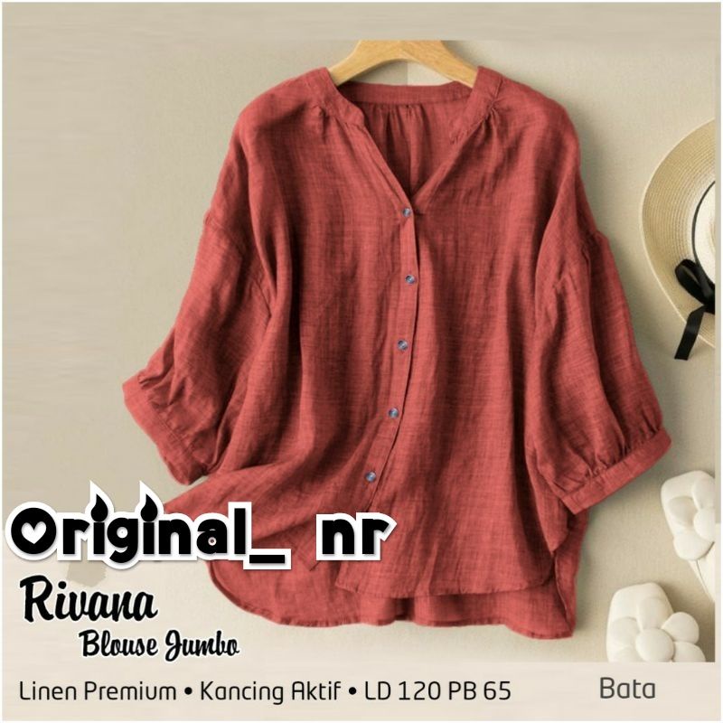 Rivana blouse jumbo/ kemeja polos wanita / bahan katun linen.