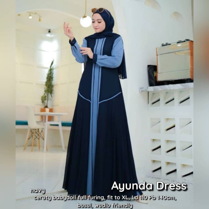 AYUNDA DRESS navy ori JASMINE