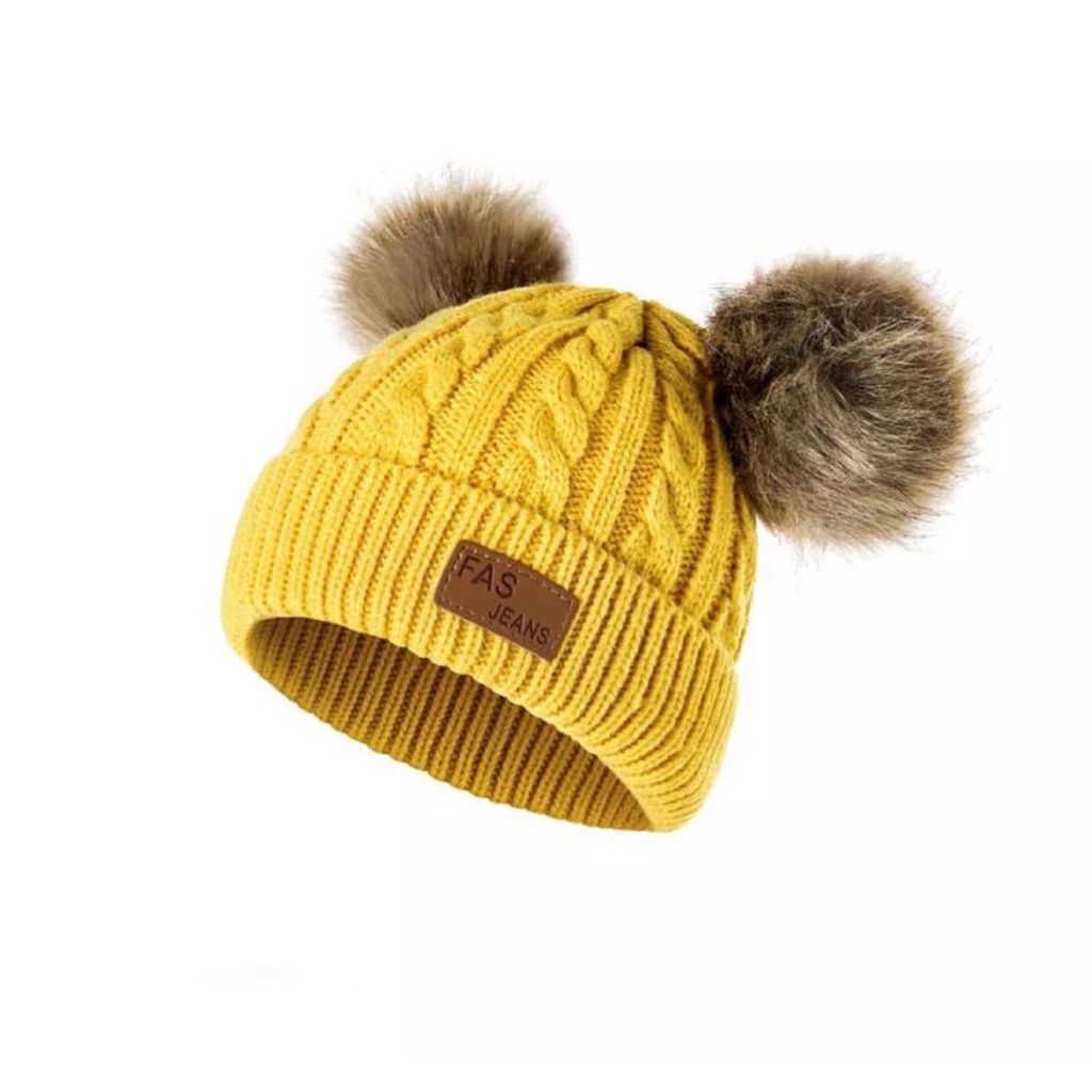 topi rajut pom pom - kupluk bayi premium- accecoris anak bayi-1