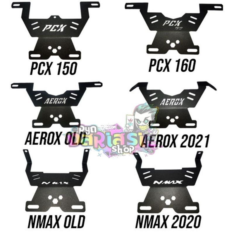 breket tatakan plat nomor motor mdl kumis PCX 150 160 aerox old aerox 2021 Nmax old Nmax 2020