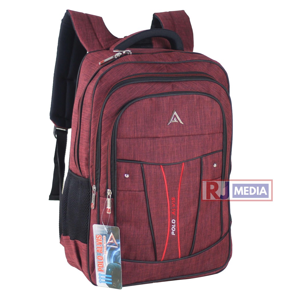 Ransel POLO ALVIS MERAH Bonus Raincover Backpack Sekolah Kuliah Kerja Tas Pria Nyaman Tebal Tas Laptop In SMP SMA Kuliah Kekinian Tas Ransel Stylish Pria Wanita Terbaru