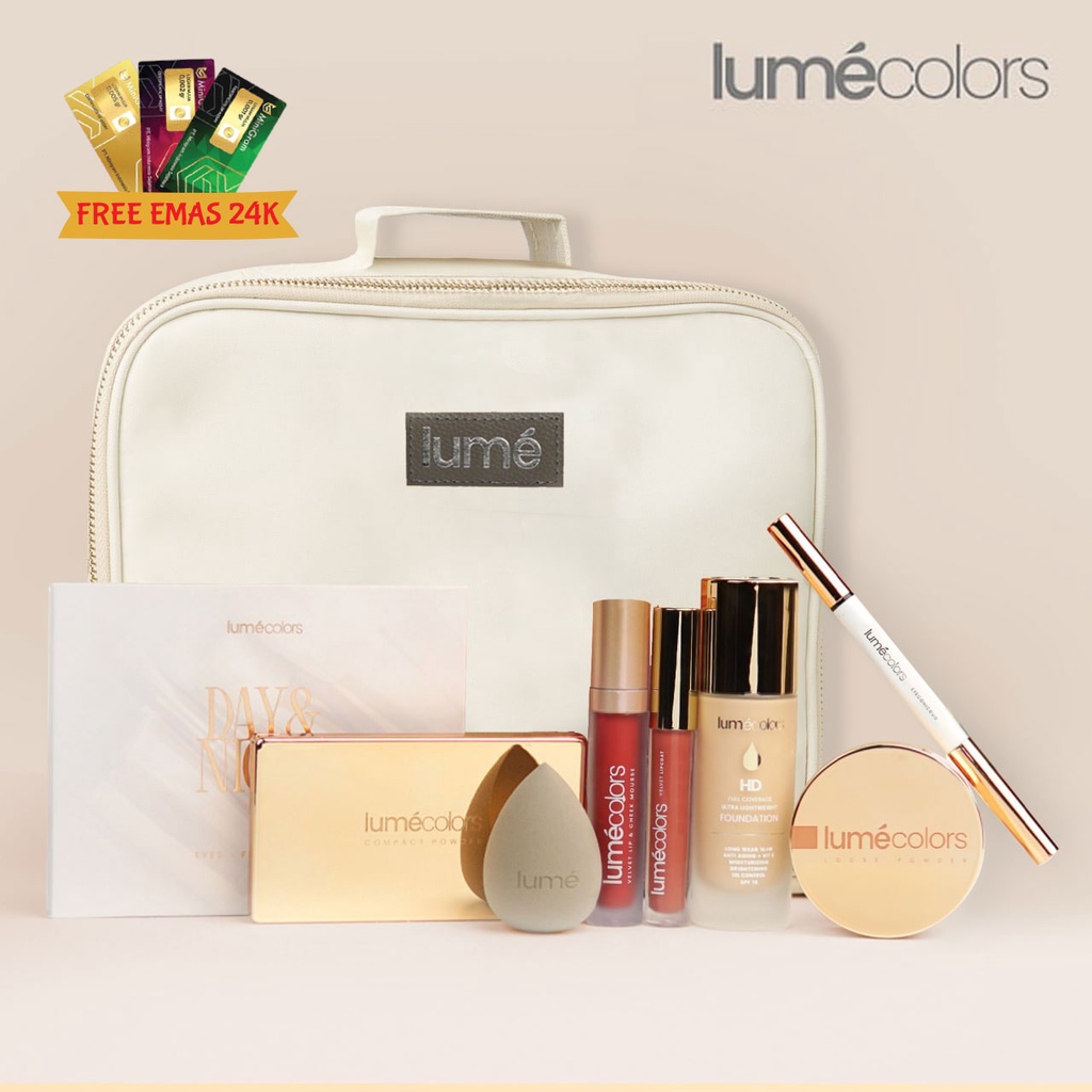 (Free Emas 24k)  Lumecolors Paket Bundling Make Up Flawless Tahan Lama