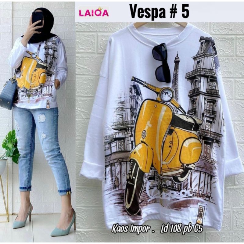 Vespa Blouse Wanita Bahan Kaos Import Ori Laiqa
