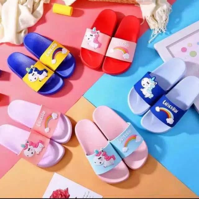 02.02 sale  SANDAL SLOP KARAKTER UNICORN LUCU DEWASA DAN ANAK  SIZE 31-40