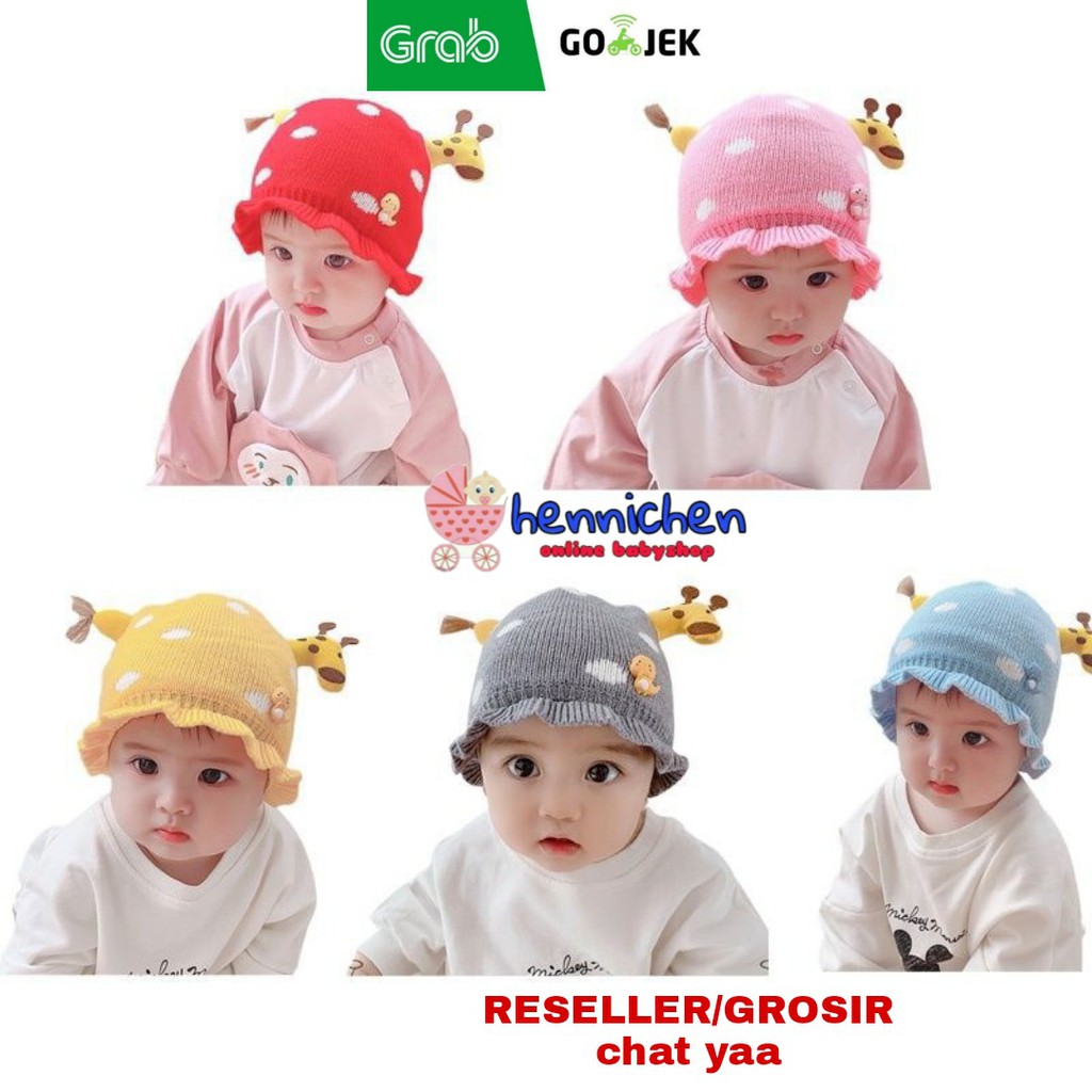 Topi Kupluk Casual Bayi Topi Anak MOTIF POLKADOT JERAPAH